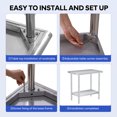 thumbnail image 4 of 48x24 Inch Stainless Steel Table with & Hooks – Commercial Kitchen Prep Table for Restaurant. Home & Hotel. Heavy-Duty Workstation with Adjustable Undershelf &  Guard, 4 of 7