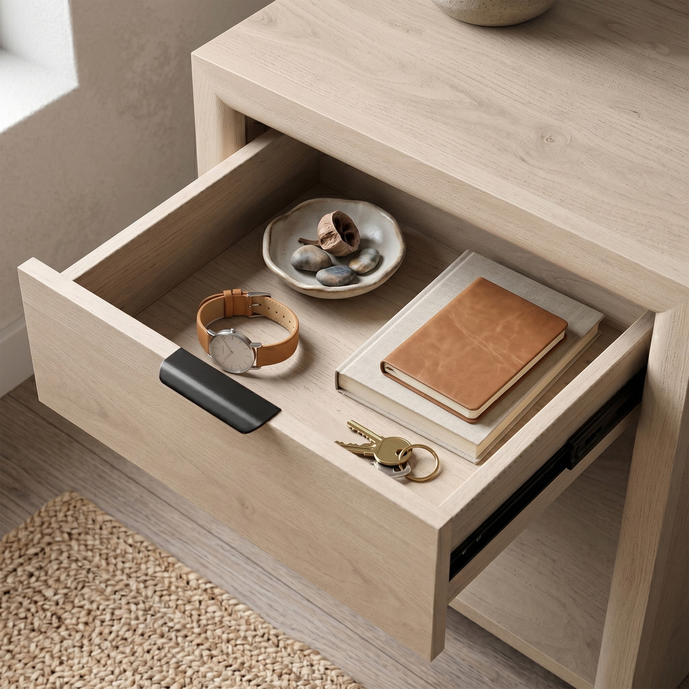 Evelyn&Zoe Modern/Contemporary 24" Wide Alder White Nightstand