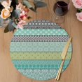 thumbnail image 3 of Teal Black Boho Round 13 Inch Placemats Set of 2, Vintage Ethnic Tribe Abstract Art HeatResistant Non Slip Place Mats for Dining Table, Wipeable Braided Kitchen Table Mats for Housewarming, 3 of 9