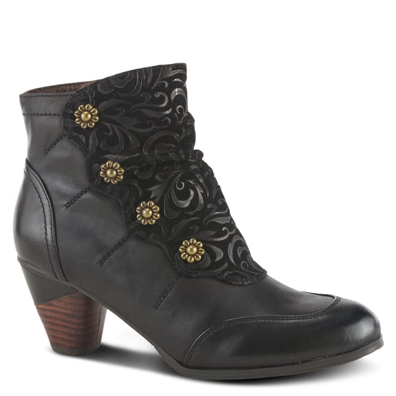 L`Artiste Belgard Women's Bootie with Vintage Embossed Leather Detail