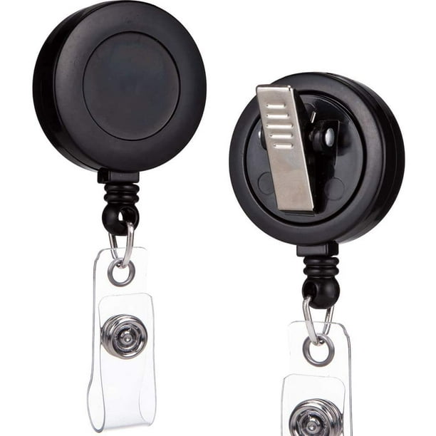 2 Pack - Retractable ID Name Badge Holder Reels-Black 