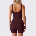 thumbnail image 4 of DHFJKG Yoga Rompers For Women Ribbed Sleeveless Workout One Piece Short Jumpsuit Square Neck Solid Color Summer Gym Outfits Soft Onesie, 4 of 9