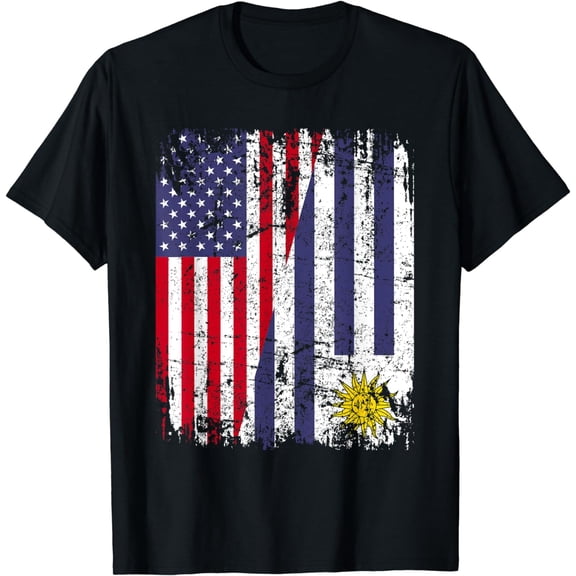 URUGUAYAN ROOTS | Half American Flag | URUGUAY T-Shirt