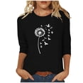 thumbnail image 2 of Fall !The Cozy Rose 3/4 Sleeve Shirts for Women Plus Size On Ladies' Easter Day Printed Round Neck Three Quarter Sleeve 3/4 Sleeve T-Shirt Loose Black XXL, 2 of 5