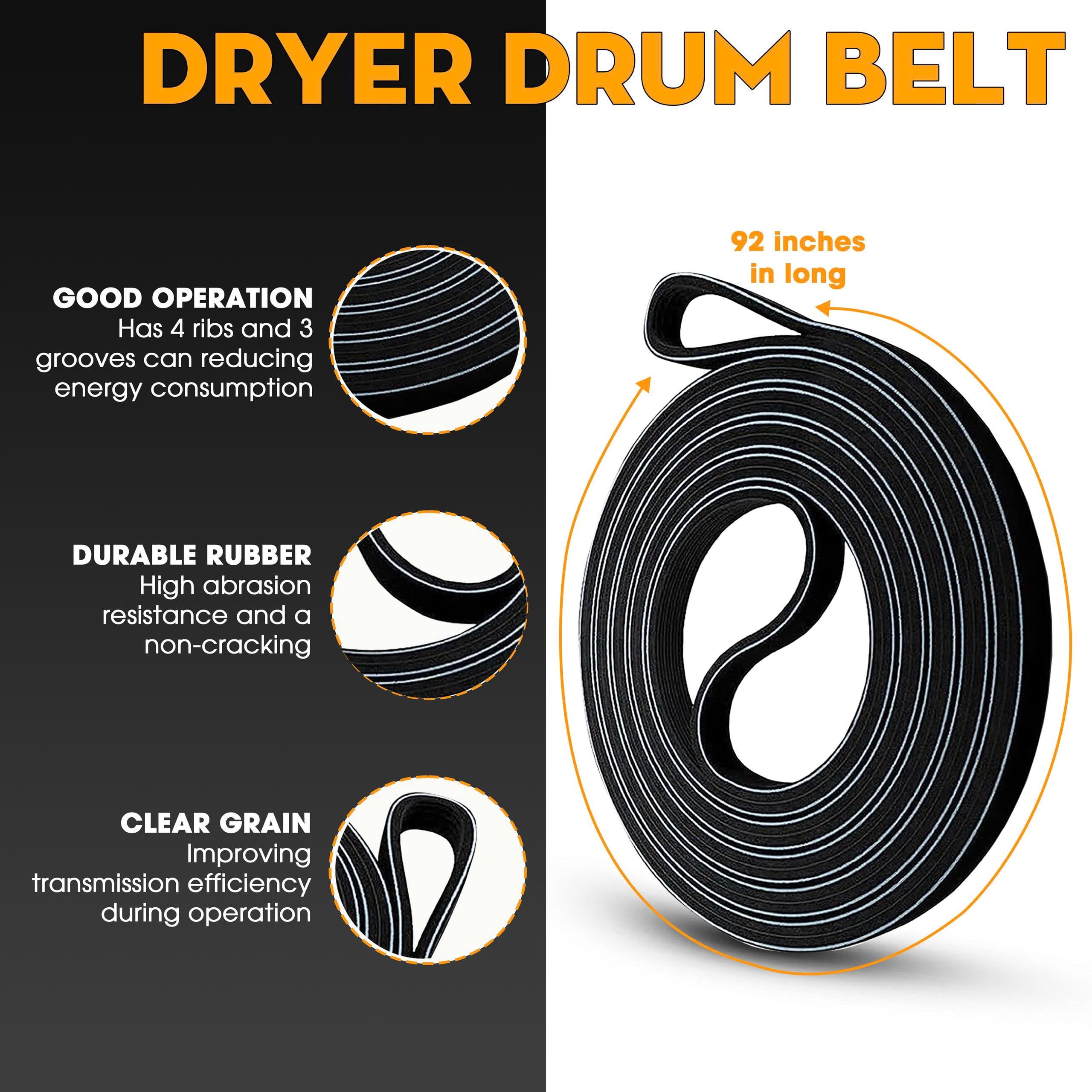Dryer Repair Kit Drum Rollers 14210017 Belt 341241 Idler Pulley 14210023 Replacement For Amana NED4655EW1 NED4600YQ1 4GNED4600YQ1 NED4600YQ0 NGD4655EW2 NED4500VQ0 NED4500TQ0 NED4800VQ0 NED4700YQ1