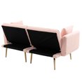 thumbnail image 5 of Two-seater Sofa Bed with Gold Metal Legs, Velvet sofa with 2 Soft Cushions, Living Room Accent Sofa Upholstered Reading Club Chair for Bedroom Office Decorative, 5 of 9