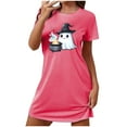 thumbnail image 5 of Aboser Halloween Pajama Nightgowns for Women Fashion Print Short Sleeve Sleepwear Dress Casual Loose Fit Nightshirt Breathable Round Neck Loungewear, 5 of 5