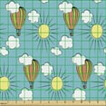 thumbnail image 2 of Cartoon Fabric by the Yard, Hot Air Balloons on Clouds in a Sunny Day Happiness Joy, Decorative Upholstery Fabric for Sofas and Home Accents, Multicolor by Ambesonne, 2 of 5