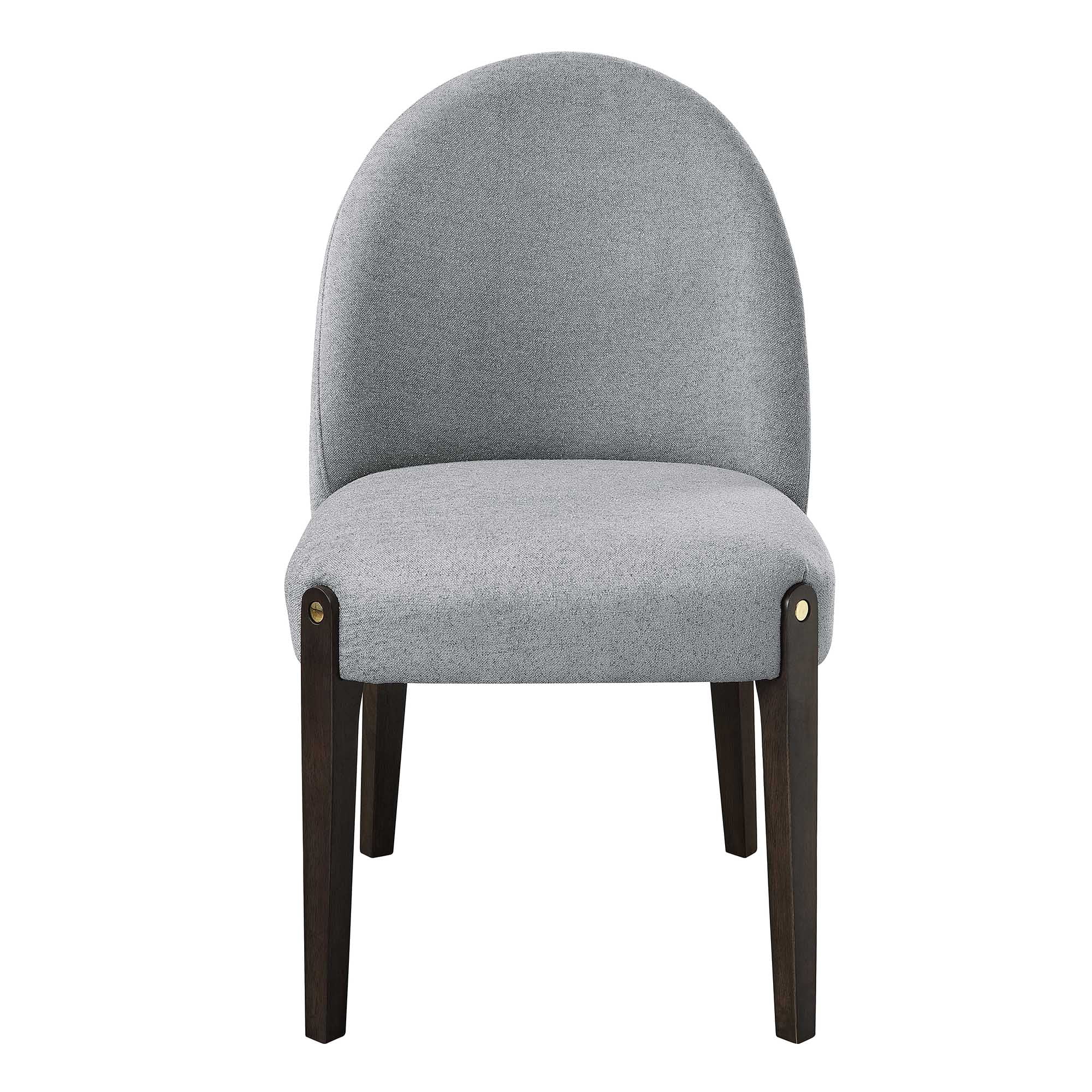 ACME Clayten Wood & Fabric Upholstered Side Chair in Gray & Espresso (Set of 2)