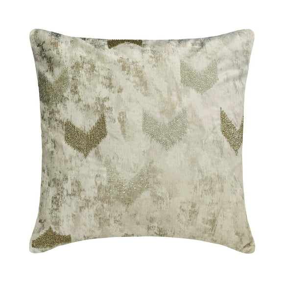 The HomeCentric Cushion Cover Custom Decorative Ivory Pack of 2 20x20 inch (50x50 cm) Accent Cushion Covers Jacquard Foil Beaded Throw Pillows For Sofa Abstract Modern Style Easter - Foiled Ganache
