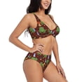 thumbnail image 2 of Kdxio Frogs and Mushrooms Print Women's 2 Piece High Waisted Wrap Spaghetti Strap Summer Swimsuit Bikini Set-Small, 2 of 7
