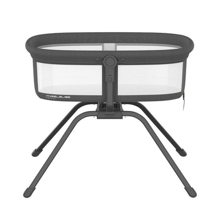 ANGELBLISS 3 in 1 Flat Rocking Bassinet & Portable Travel Bedside Crib, Side to Side Manual Rocking Motion Bassinet, Mattress Included (Black)(0-6month)