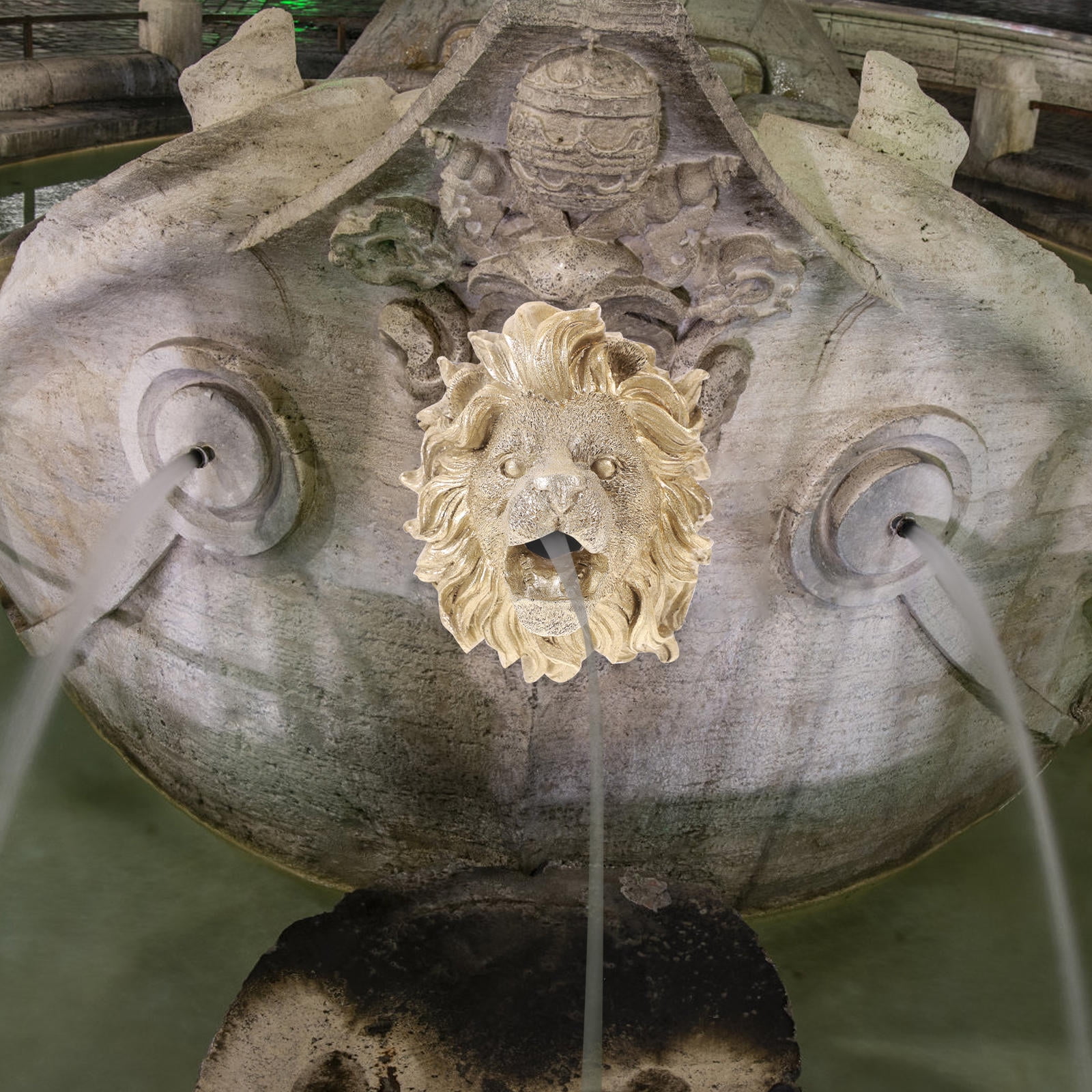 BESTOYARD Resin Lion Head Fountain Nozzle Wall Hanging Fountain Sprayer for Yard Pond Decoration