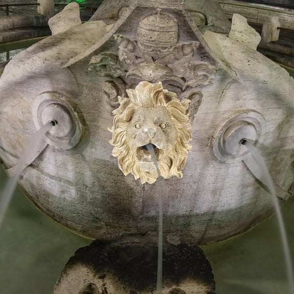 Pawsdot Wall Garden Water Feature Lion Head Fountain Nozzle Golden Resin 1Pcs