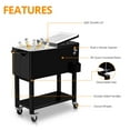 thumbnail image 4 of Zimtown 80QT Cooler Cart Rolling with Shelf Wood Grain Accent Outdoor Bar Cart with Cooler Black, 4 of 9