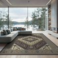 thumbnail image 2 of ODIKA 8'x10' Washable Area Rug Geometric Boho Neutral Border Detail Farmhouse Minimalist Large for King Size Bedroom Under Bed, Master Suite, Non-Shedding, Easy Care, 2 of 7