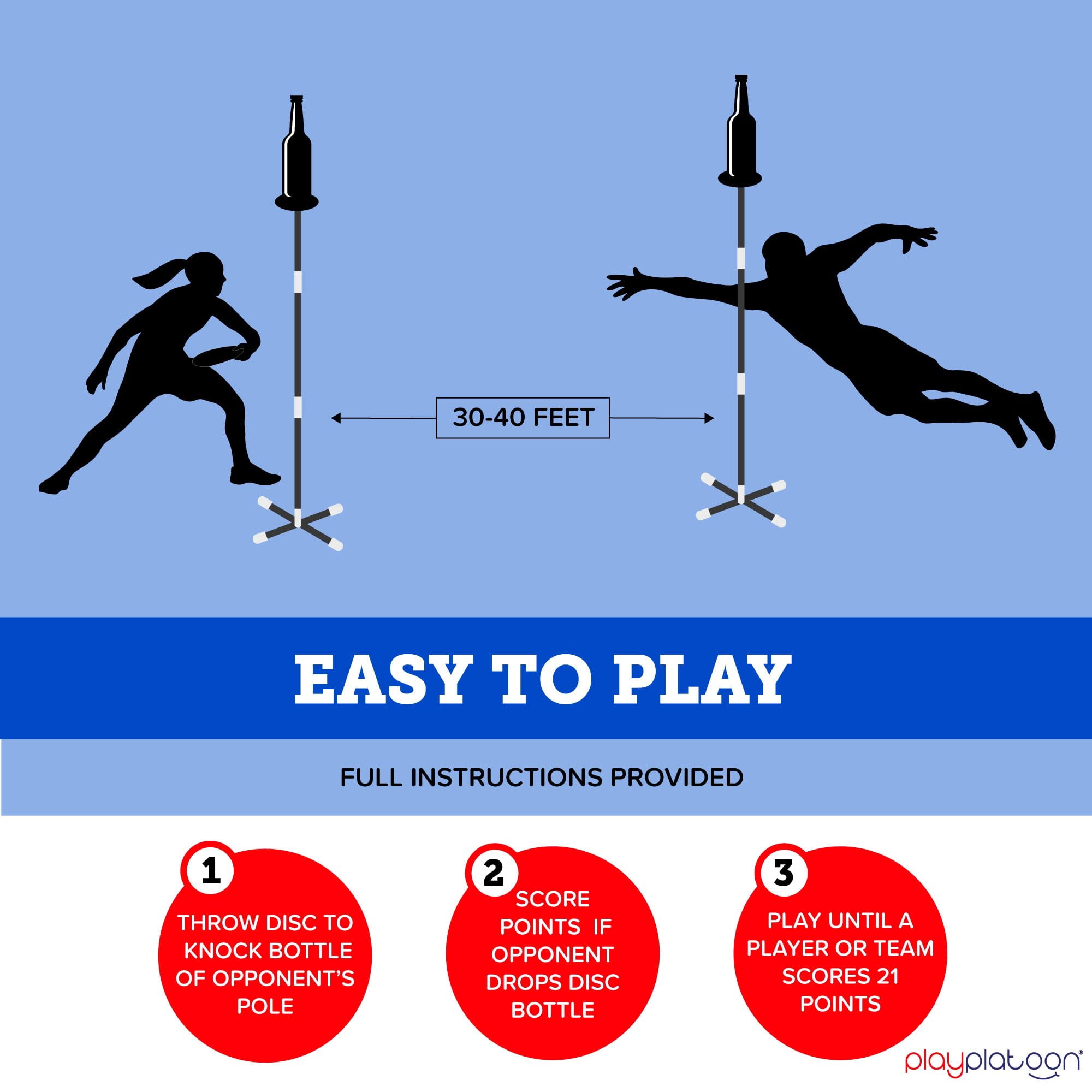 Play Platoon Bottle Jam Flying Disc Game for Teens & Adults to Play Outdoors - Yard Set Tailgate Party Game for Backyard and Beach