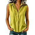 thumbnail image 2 of Endives Women's Linen Shirt Casual Summer Sleeveless Shirt for Women Button Down Collared Blouses Business Casual Shirt Work Shirt Tank Tops for Women Green XXXL, 2 of 4