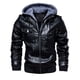 thumbnail image 2 of Chaqueta de cuero para hombre, chaqueta de cuero PU fina con capucha de dos piezas para otoño e invierno, estilo europeo y americano, 2 of 6