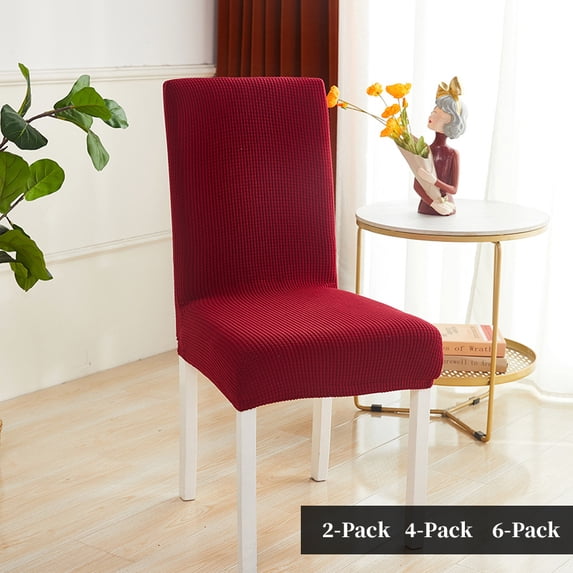 2 Pack Chair Protector Cover Slipcover, Wehilion Super Fit Stretch Removable Washable Chair Cover for Kitchen,Hotel,Ceremony,Dining Room Wedding Banquet Decoration,Red