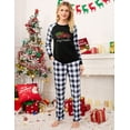 thumbnail image 5 of Matching Family Women's Pajamas Sets Christmas Pajamas Letter Print Top and Plaid Bottom Sleepwear Jammies with Pockets, 5 of 7