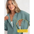thumbnail image 3 of Women'S Oversized Long Sleeve Hoodie Button-Down V-Neck Sweatshirt Side Slit Casual Pullover Top  Green L, 3 of 7