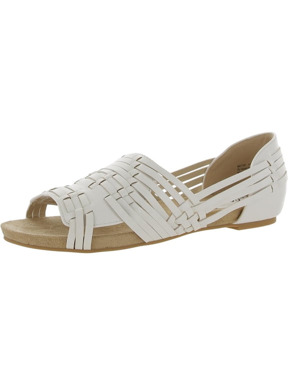 Womens Native Faux Leather Peep-Toe Huarache Sandals