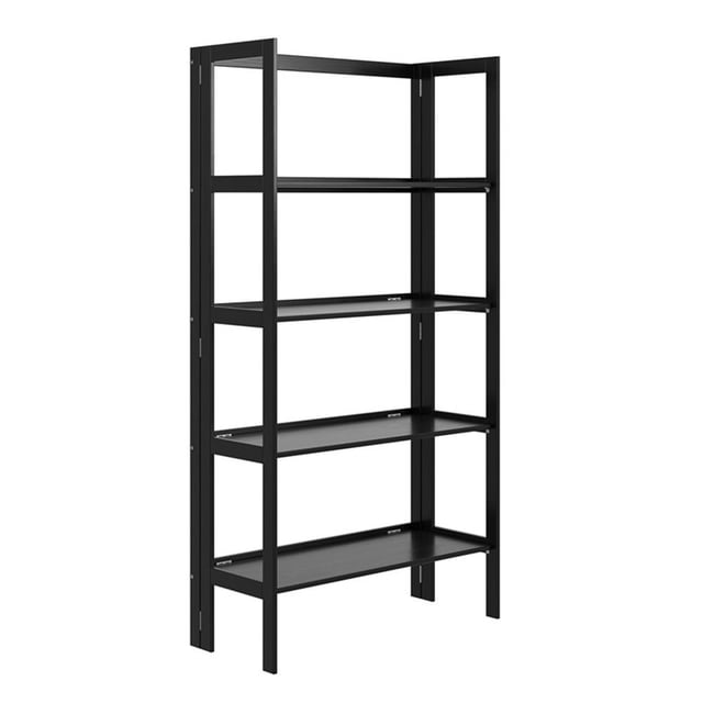 Pemberly Row Bibliothèque Pliante Moderne en Bois Massif à 4 Tablettes, Noire