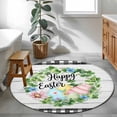 thumbnail image 3 of Easter Round Area Rug 3Ft Washable Small Circle Rugs for Kitchen Entryway, Spring Colorful Egg Flower Leaf Grey Wood Grain Plaid Non-Slip Carpet Floor Mats Indoor Outdoor Carpet Runner Home Decor, 3 of 8