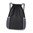 thumbnail image 1 of Bolsa con cordón y bolsillos laterales, bolsa deportiva para fútbol, natación, compras, playa Negro, 1 of 8