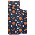 thumbnail image 2 of Football and Basketball Black Pattern Teens Toddler Nap Mat with Pillow, Sleeping Mat Bag for Preschool Daycare 59"x22", 2 of 6