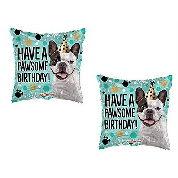 (2) 18" Boston Terrier French Bulldog Dog - Have a Pawsome Birthday Balloon - Gift Party Decoration