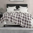 thumbnail image 2 of Elegant Comfort Reversible Buffalo Plaid Flannel Sherpa Blanket - Soft Fleece Throw for Couch or Bed - Plush Warm Winter Blanket, Full, Gray, 2 of 5