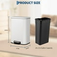 thumbnail image 2 of 5.3 Gallon Stainless Steel Trash Can – Rectangular Garbage Bin with Soft-Close Lid, Foot Pedal, Removable Inner Bucket for Kitchen, Office, Restaurant - White, 2 of 7
