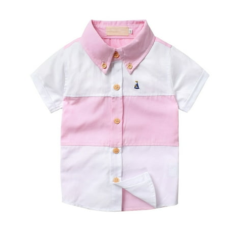 

KYAIGUO Toddler Kids Short Shirt Summer Casual Button Shirt for Daily Tops Striped Shirt for Kids Boys 1-9Y