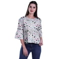 thumbnail image 4 of Moomaya Haut d'Été en Coton Imprimé Ourlet Évasé Boho Tops Blouses Décontractées Amples, 4 of 4