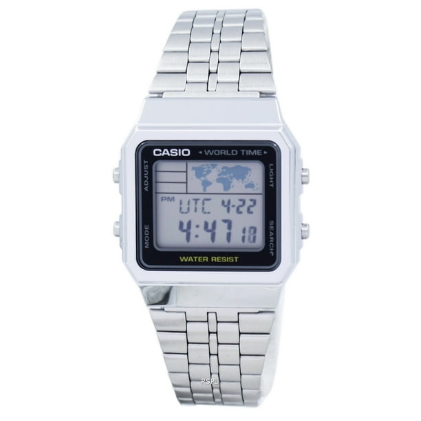 Casio Reloj A500WA-1DF Digital con Alarma y Hora Mundial para Hombre