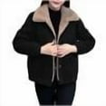 thumbnail image 3 of FNFYFH Women's Fleece Jacket Women Lapel Fuzzy Faux Fur Sherpa Lined Coat Plus Size Long Sleeve Warm Outerwear with Pockets, 3 of 3