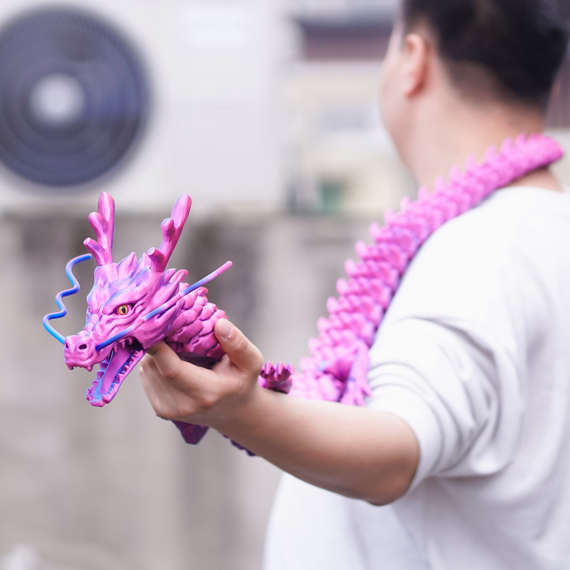 47.5inch 3D Printed dragon,Flexible Joint Animal lacertid Figurines,Realistic Eyes, Home Office Decor,Fidget Toy for Adults Teens Boy Festival Gifts