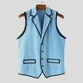 thumbnail image 6 of Men's Contrast Trim Vest Formal Casual Slim Fit Business Wedding Light Blue S, 6 of 9