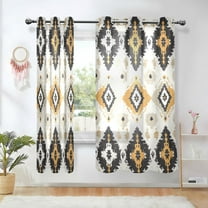 Yayeee Window Curtains Set of 2 for Living Room Light Filtering 63"x52", White and Black