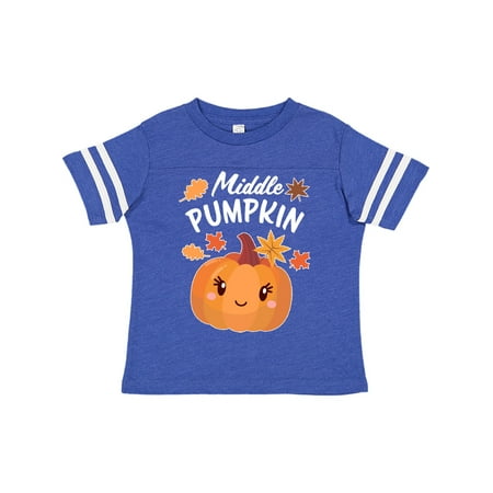 

Inktastic Middle Pumpkin with Fall Leaves Gift Toddler Boy or Toddler Girl T-Shirt