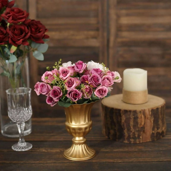 Efavormart 2 Pack | 6" Gold Metal Antique Trumpet Style Flower Table Vase, Vintage Indoor Outdoor Planter Pot