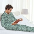 thumbnail image 4 of Mens Pajamas Set, Paisley Pattern No.9089 Button Down Long Sleeve Loungewear Sleepwear Pjs sets for Men, 4 of 5