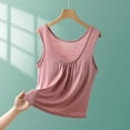 thumbnail image 3 of Fanxing Built in Bra Tank Tops for Women V Neck Camisole Padded Workout Yoga Thin Spaghetti Strap Comfy Shelf Bra Undershirts Pink,L, 3 of 6