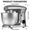 thumbnail image 3 of 3-in-1 Stand Mixer, 5.3-QT Stainless Steel Bowl, 10-Speed Tilt-Head Kitchen Electric Mixer, 300W, Silvery, 3 of 7