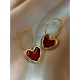 thumbnail image 3 of 2 Pieces of Trendy Wine Red Heart-shaped Earrings for Women, Outdoor Travel, Carnival, Party, Holiday Dressing Gifts-8833, 3 of 5