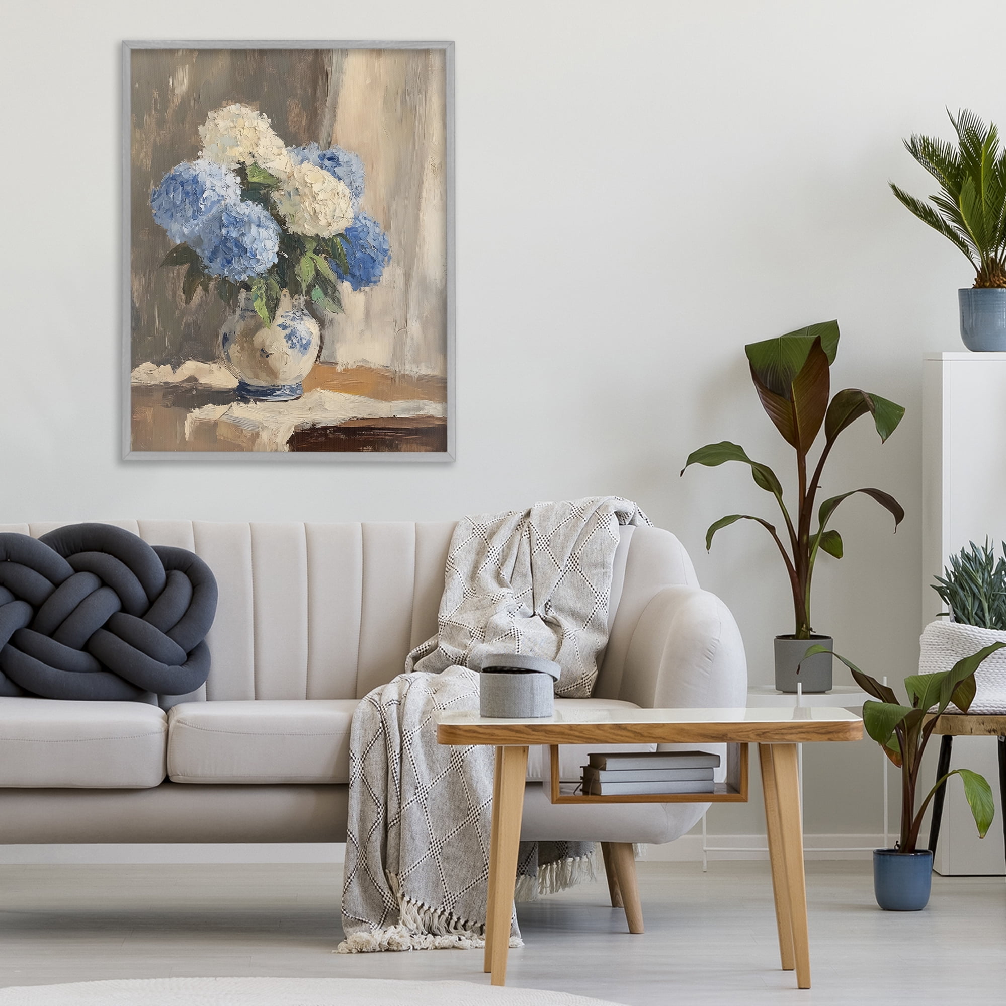 Stupell Industries Vintage Hydrangea in Ceramic Vase Gray Framed Giclee Art, design by LSR Design Studio