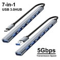 thumbnail image 2 of Concentrador USB tipo C 3,0, concentrador USB-A, divisor de 7 puertos USB 3,0/2,0 con USB-C, transmisión de datos de alta velocidad de 5 Gbps para PC, portátil y Macbook, 2 of 5
