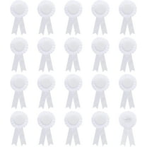 20Pcs Blank Award Ribbon White Button Pin Brooch Winner Victory Ribbons Rosette Ribbon Grand Prize for DIY Classroom Party Accessory Competition Sports Event School Contests Show
